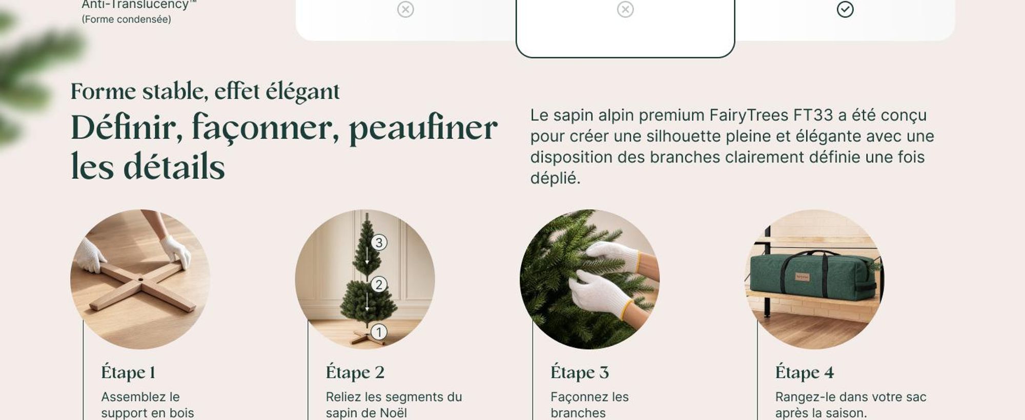 FairyTrees Sapin de Noël Artificiel 180 cm | Arbre de Noël avec Support en Bois | Sapin des Alpes éléments moulés par Injection