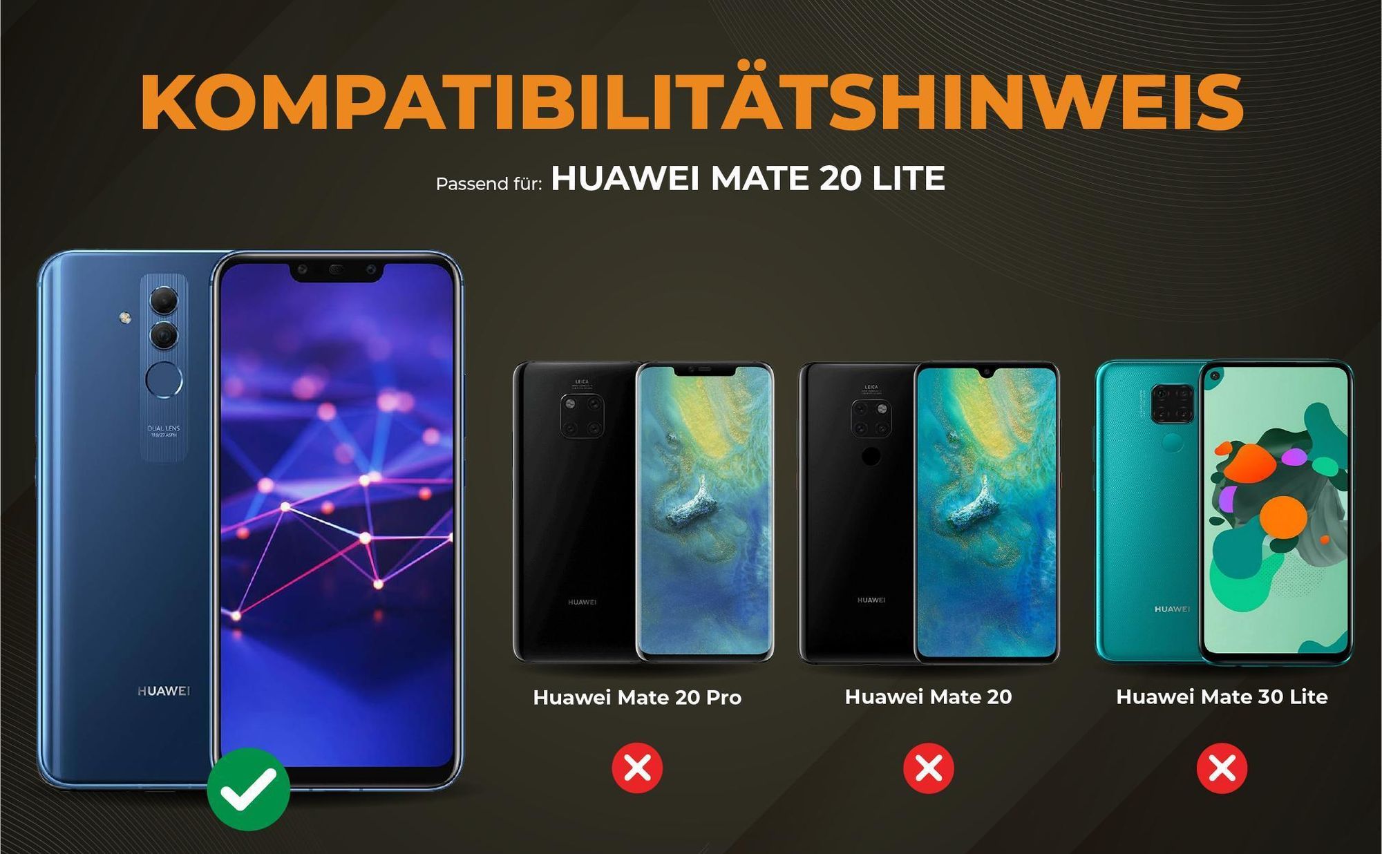 Kompatibilitätshinweise Hülle für Huawei Mate 20 Lite