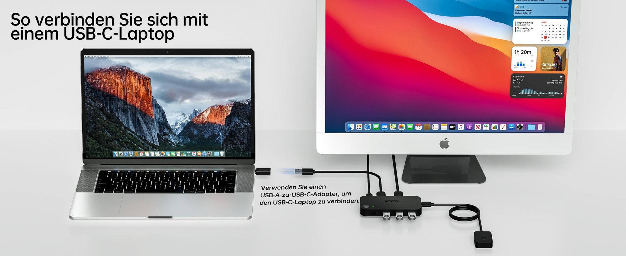 BENFEI KVM-Switches USB 3.0 Switch 2 Computer 4 USB Geräte Teiler