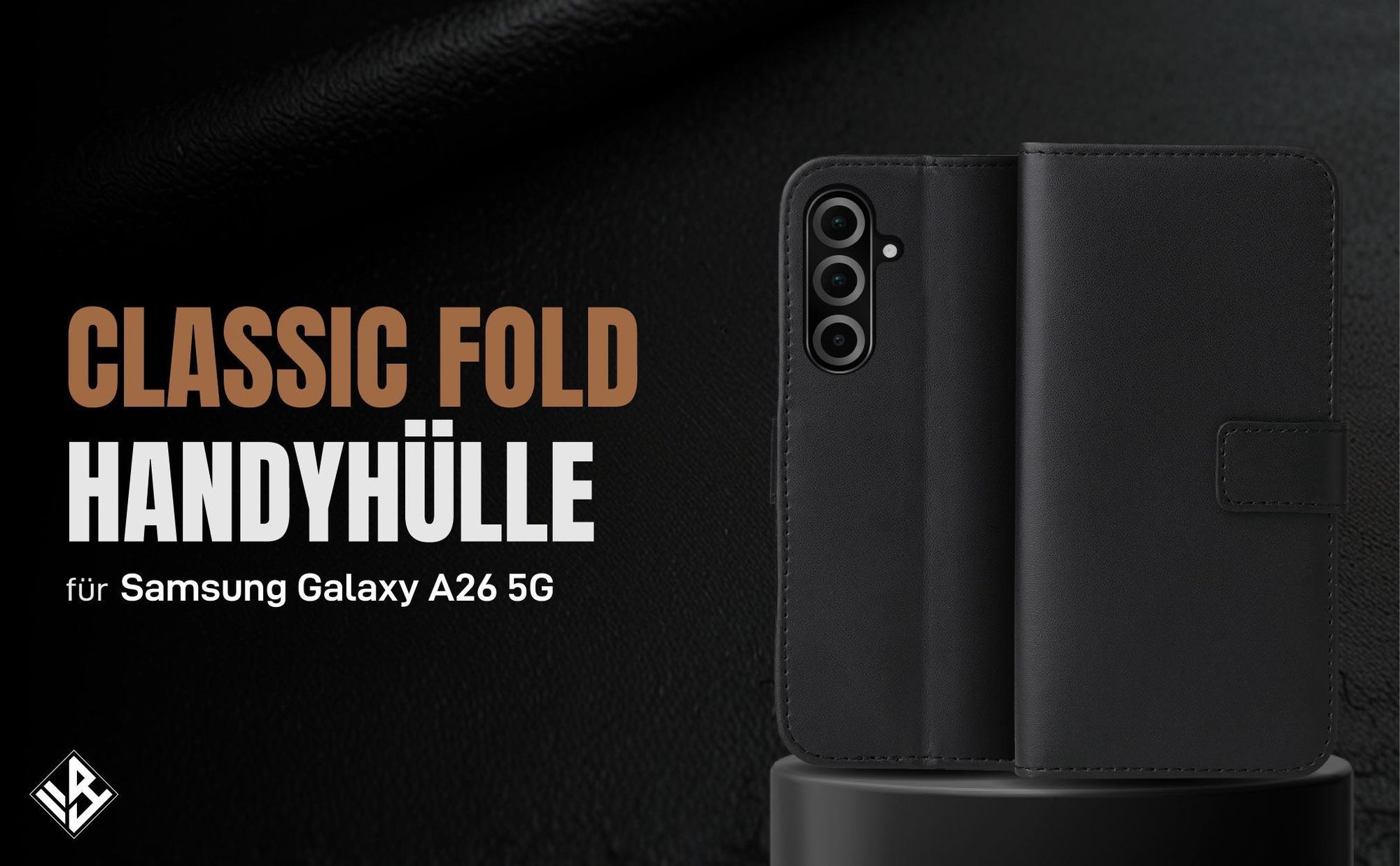 Schwarze Klapphülle für Samsung Galaxy A26 5G mit Wallet-Funktion