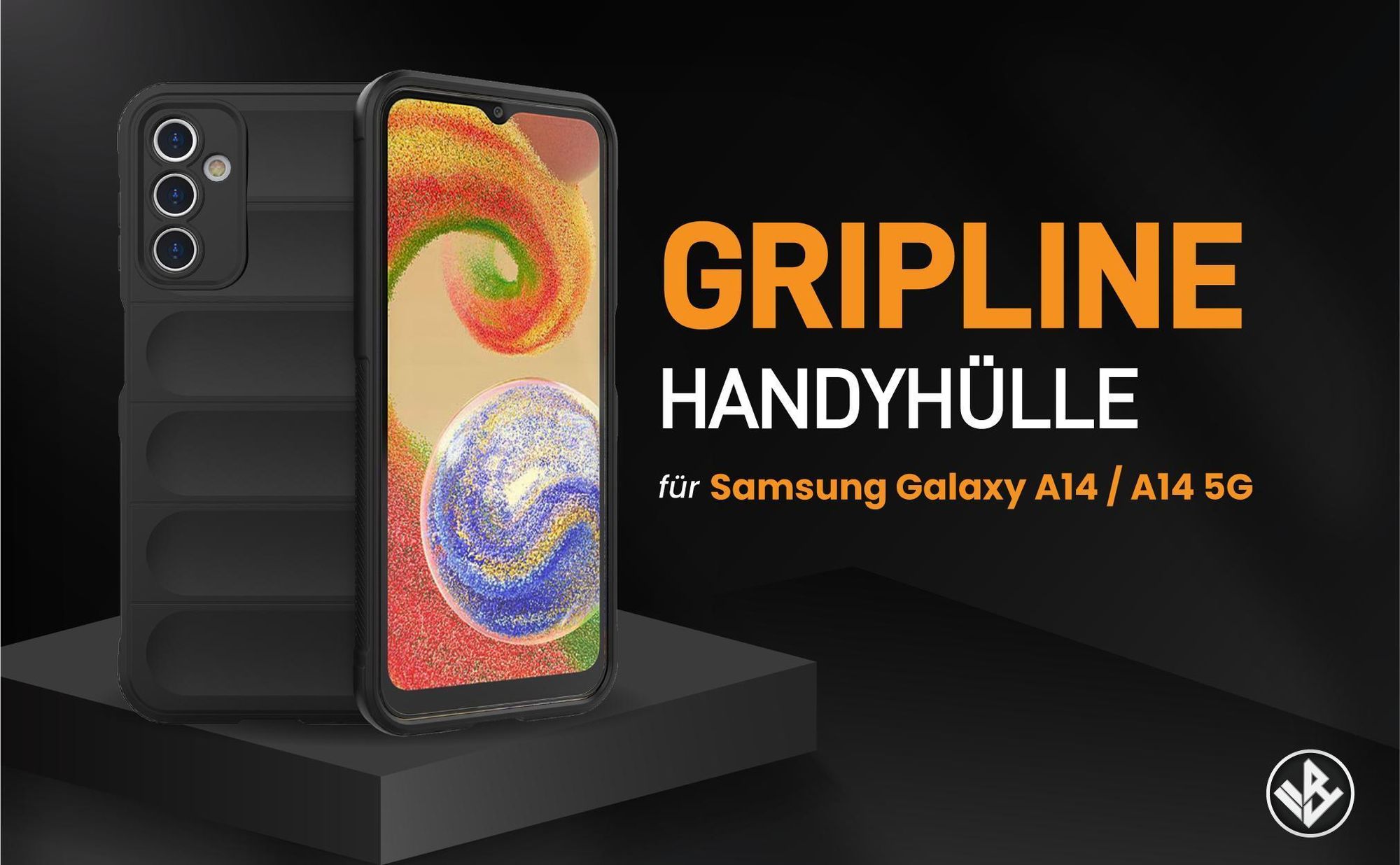 Schwarze ergonomische Grip Schutzhülle für das Samsung Galaxy A14 / A14 5G
