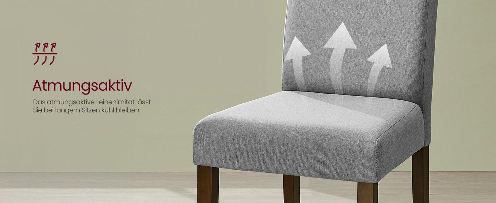 VASAGLE Esszimmerstuhl 2er Set, Küchenstuhl, Parsons-Stuhl, hohe Rückenlehne, für Esszimmer und Küche, dickes Sitzkissen, 58 x 48 x 99 cm, taubengrau