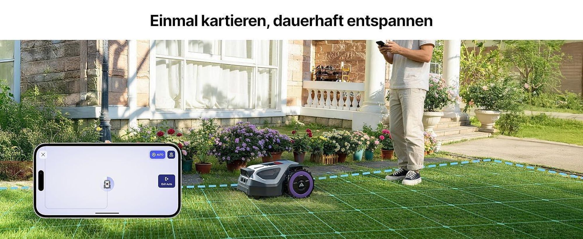 ANTHBOT M9 Mähroboter ohne Draht inkl. Premium-Garage, RTK-Navigation, KI-Kamera, bis 900 m², 45% Steigung, 3 Monate NRTK-Service gratis