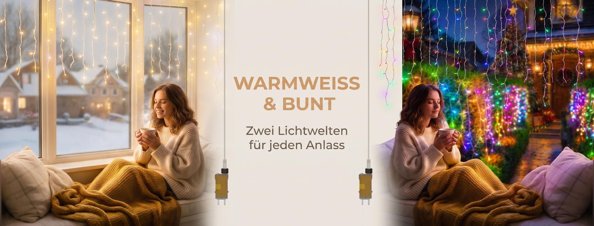 LARS360 Lichtervorhang 30 m, 1200 LEDs, 8 Modi, Memory & Fernbedienung, Warmweiß, Eisregen Weihnachtsbeleuchtung für Fenster, Balkon, Terrasse & Garten