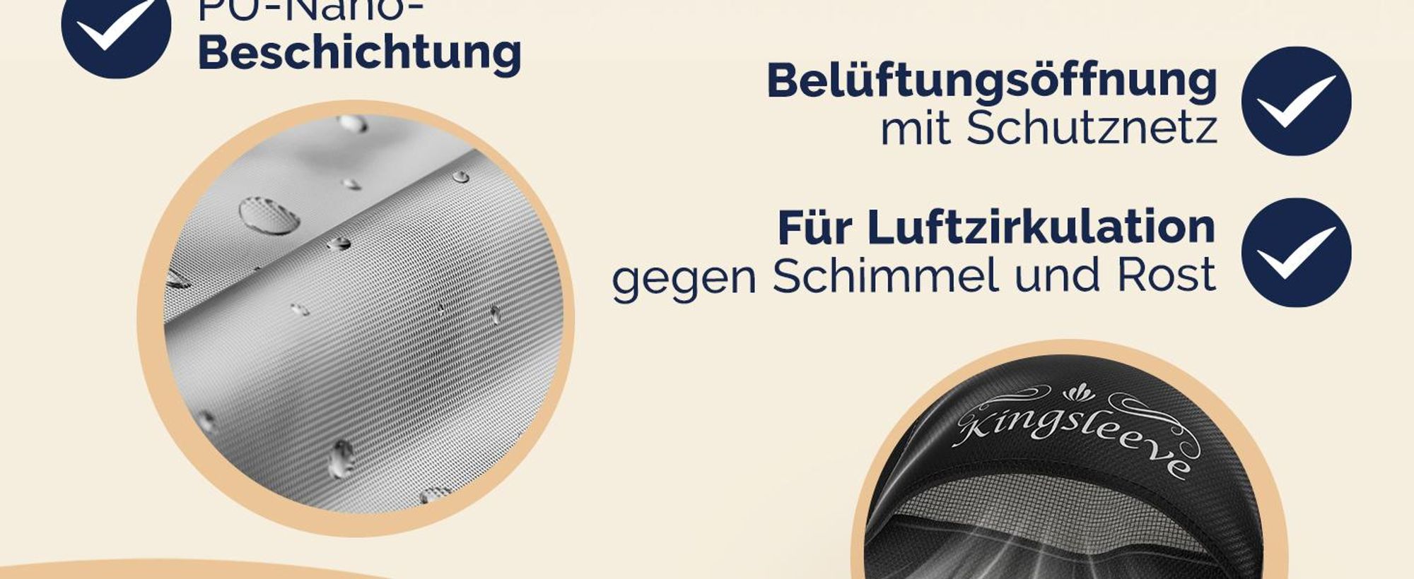 Kingsleeve® Strandkorb Schutzhülle Winterfest 135x105x175/140cm Strandkorbhülle Wasserdicht UV-Beständig Abdeckung Abdeckhaube für Strandkörbe