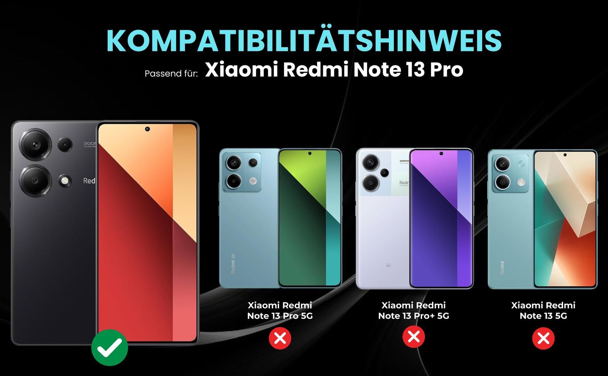 Kompatibilitätshinweise Hülle für Xiaomi Redmi Note 13 Pro