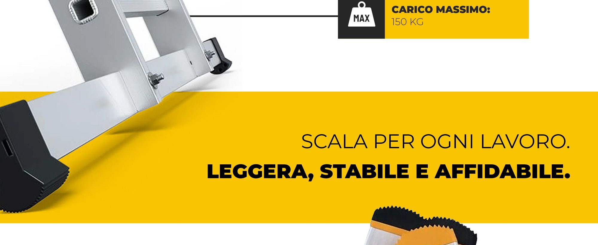 DRABEST | Scala - Serie PRO - Scala in alluminio multiuso - 3 sezioni - Scala industriale 3 x 8 gradini - fino a 150 kg