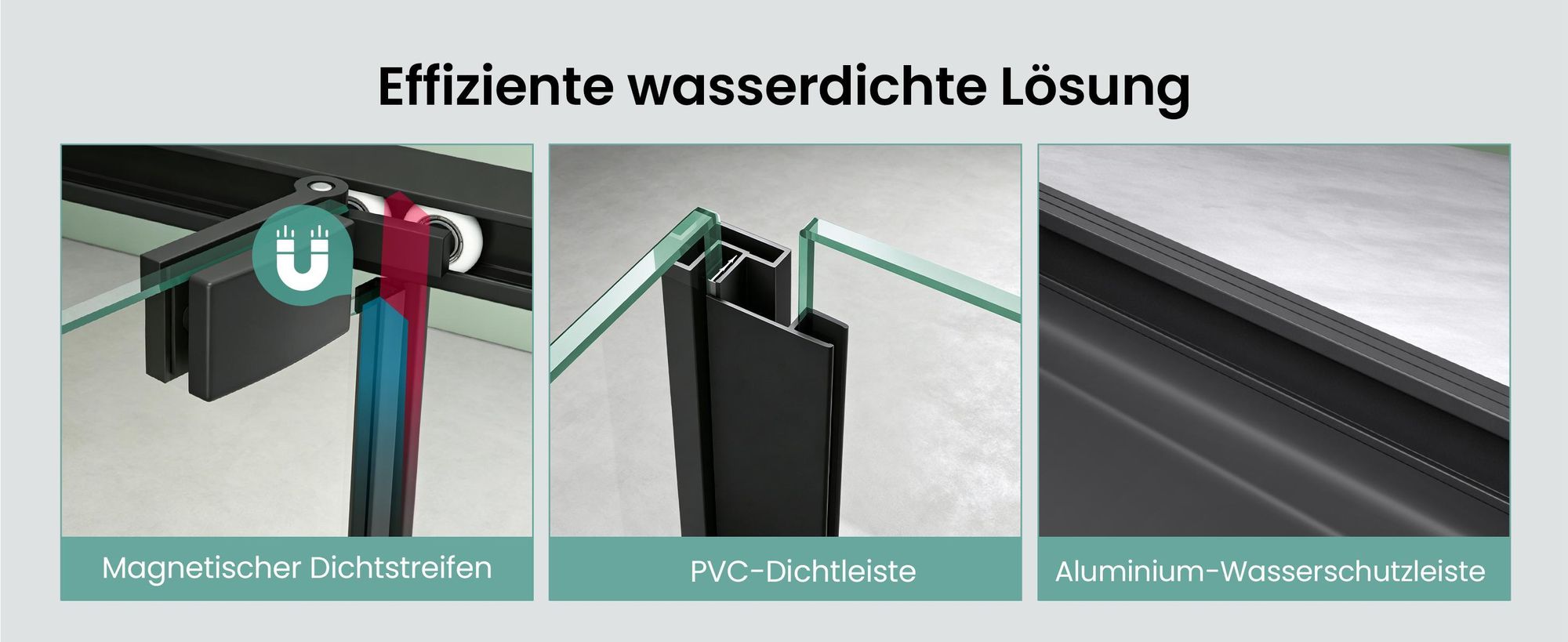 Mai & Mai Duschkabine Eckeinstieg 75x75 cm mit Schiebetür nach innen, Eckdusche Duschabtrennung 195cm Höhe, 6mm ESG-Sicherheitsglas Nano-Beschichtung Ravenna69K Schwarz