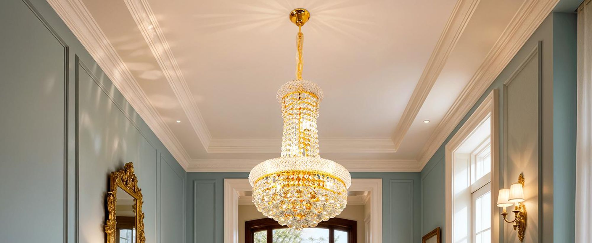 Vrygle Kristall Kronleuchter Ø40 cm: 6 x E14 Lampen, Vintage Korb Lüster, 3 Farbtemperaturen, höhenverstellbar, Wohnzimmer & Esszimmer