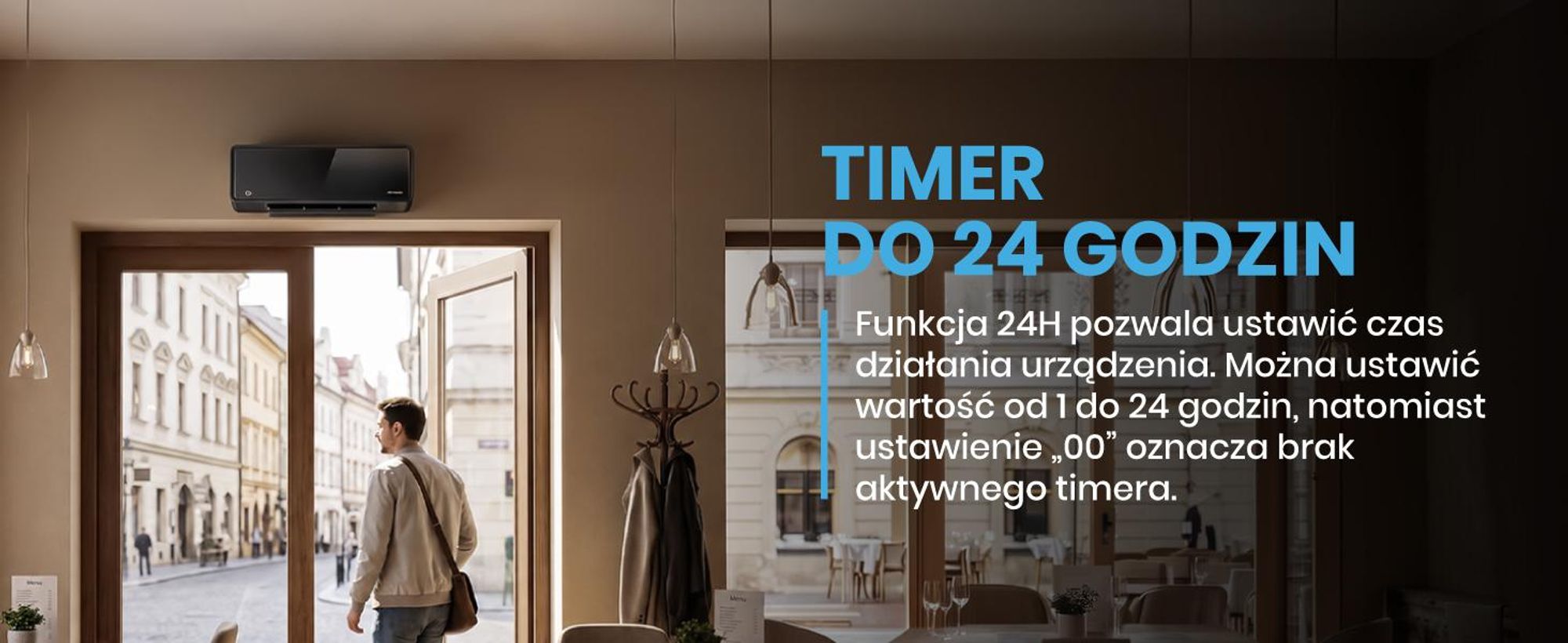 Kurtyna Powietrzna Mocny Grzejnik Energooszczędny WiFi Pilot Timer 2000W PT5800W-BL