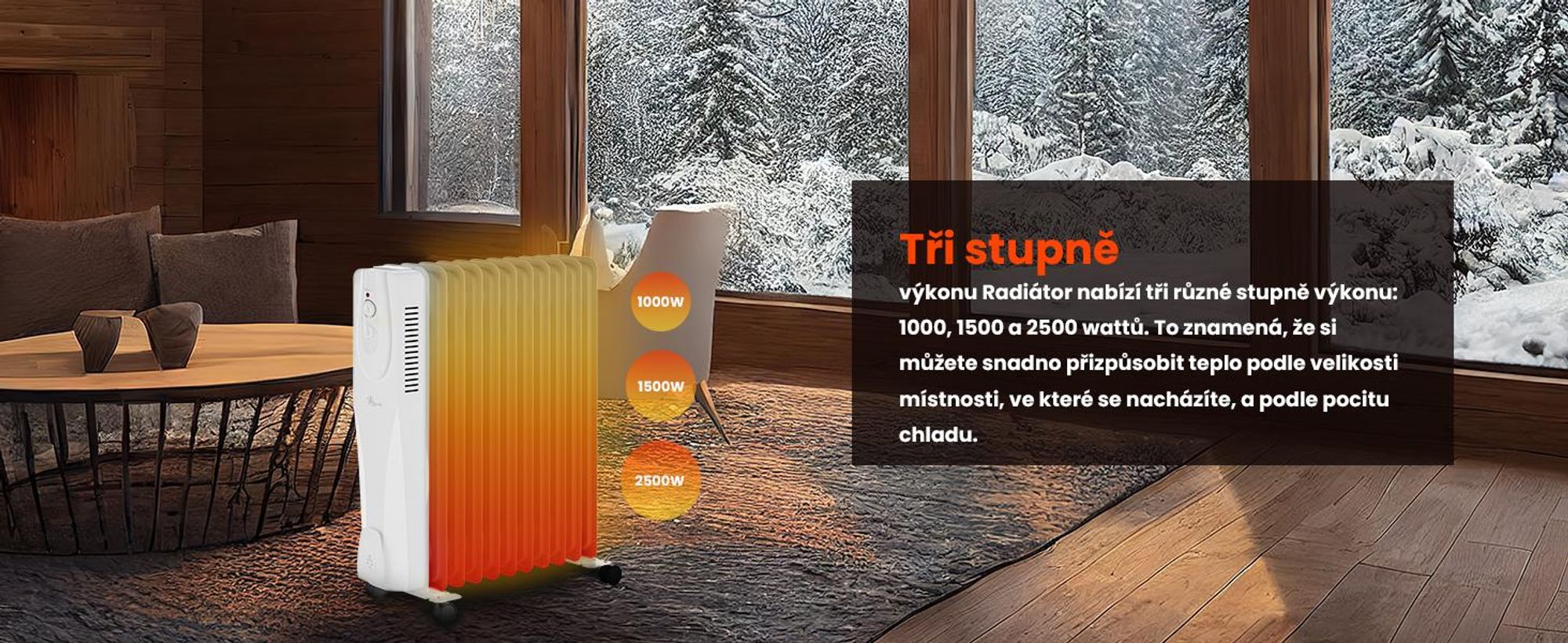 EXTRALINK Olejový radiátor 2500 W NY-25W1 elektrické topení 11 žeber mobilní elektrický radiátor s termostatem
