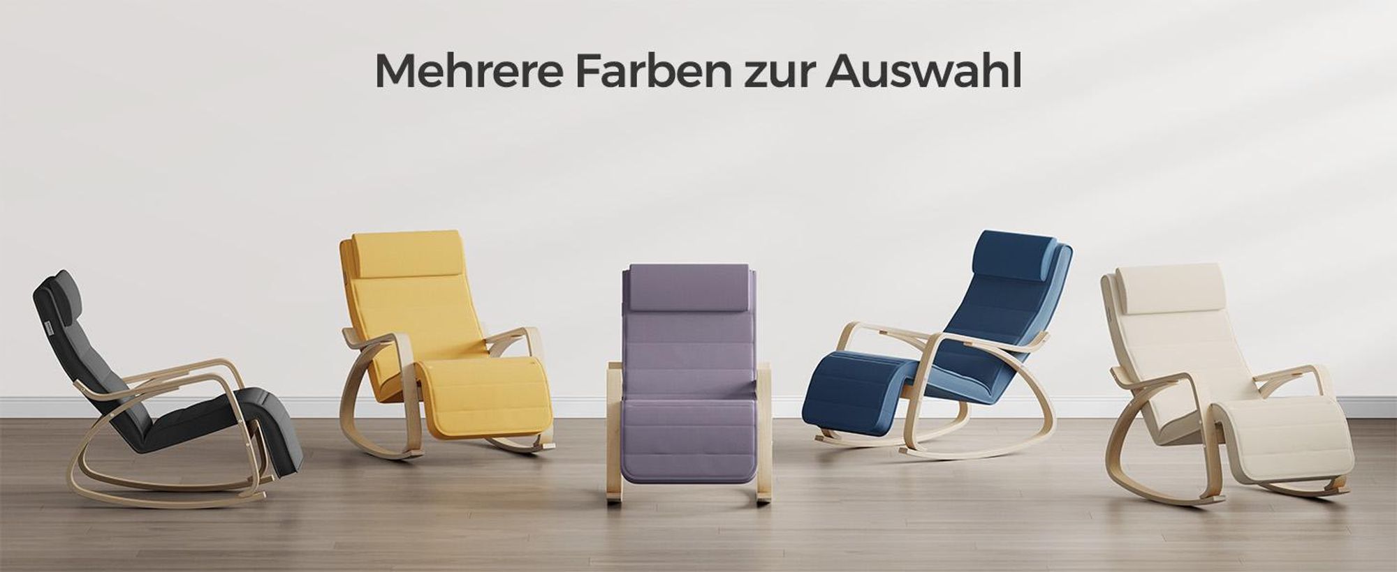 SONGMICS Relaxsessel Schaukelsessel, Relaxstuhl, verstellbare Fußstütze, Beige-Naturfarben