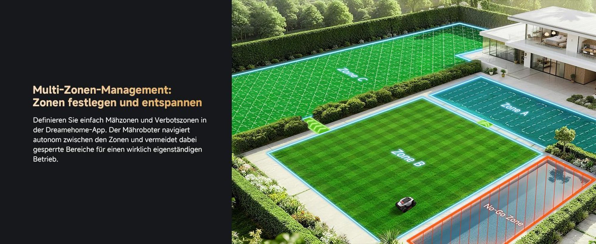 DREAME A3 AWD Pro-3500 Mähroboter,OmniSense 3.0,360° 3D LiDAR,KI binokulare Sicht＆automatische Kartierung, Allradantrieb mit Nabenmotoren,3500㎡,38,7°