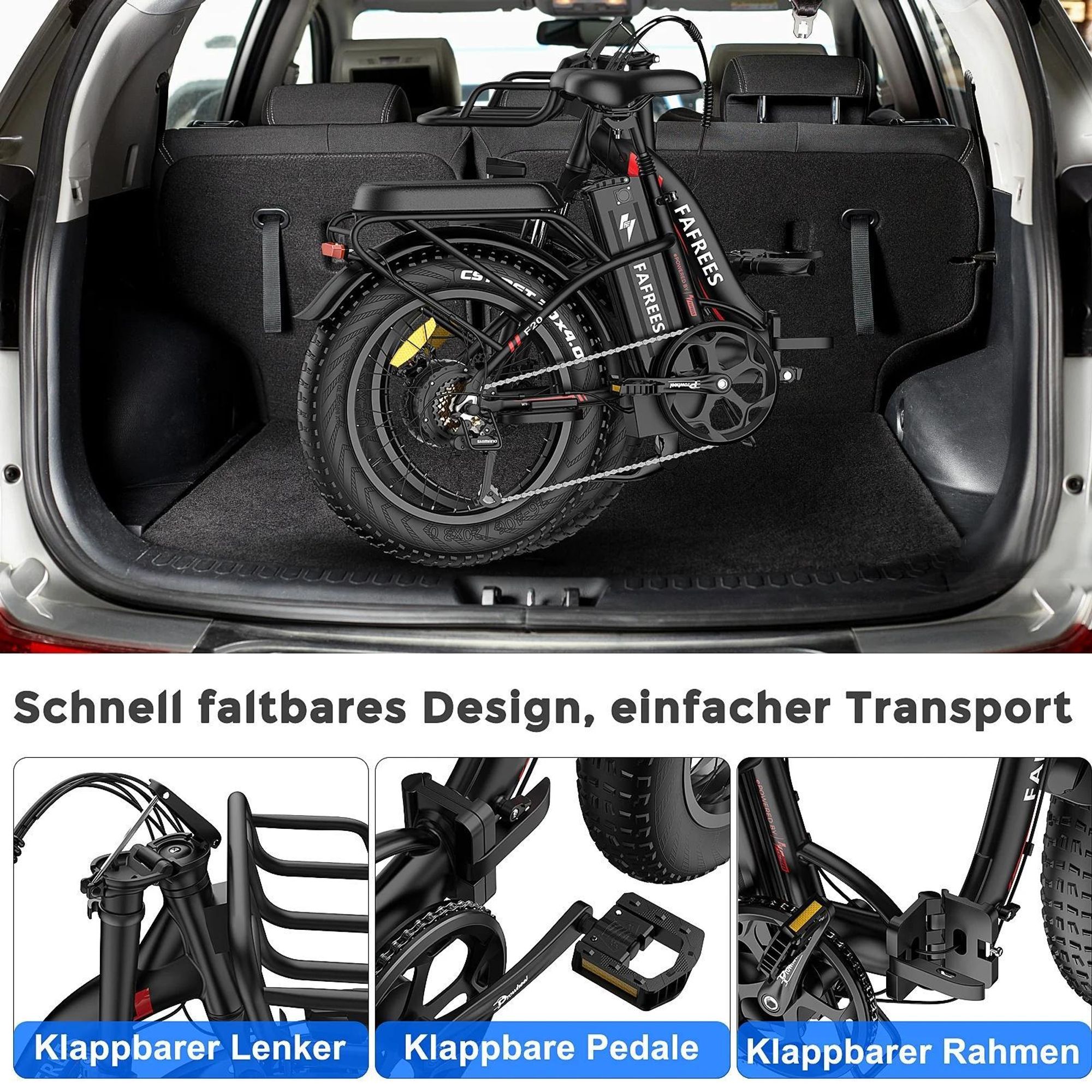 Electric Bike FAFREES F20 Max - Batterie 48V30AH 20" Reifen Mechanische Scheibenbremse - Rot