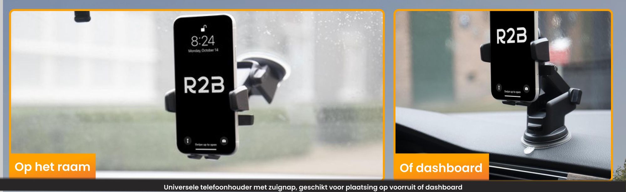 R2B Telefoonhouder Auto met Zuignap – Dashboard & Voorruit
