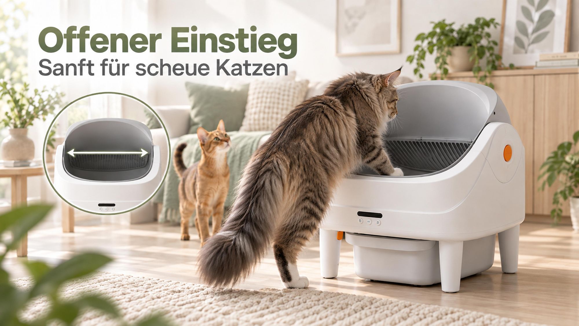 70L+14L XXL Katzentoilette Selbstreinigendes Katzenklo Automatisches offenem Design & App, für Mehrkatzen, 8 Sicherheitssensoren, Geruchskontrolle