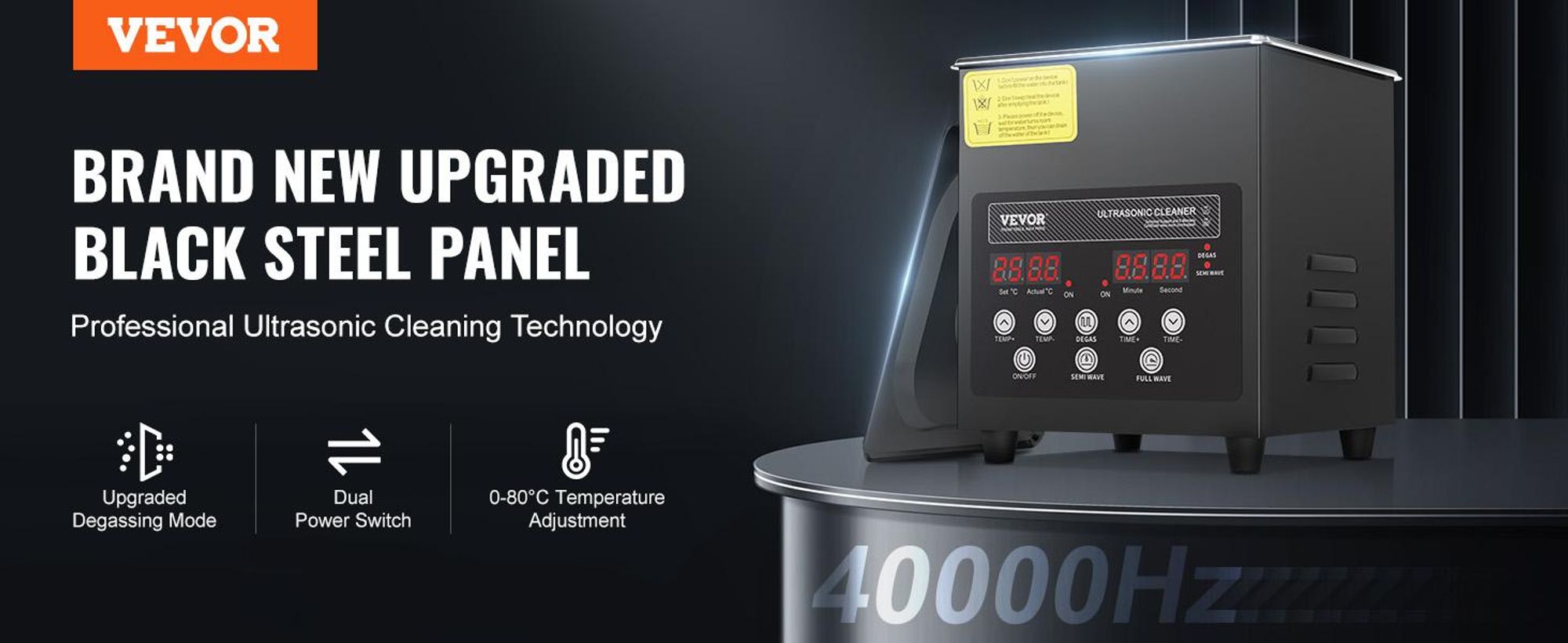 VEVOR 2 L Ultraschallreiniger 60 W digitales Ultraschallreinigungsgerät mit Schonmodus & verbesserter Entgasung, 40 kHz industrieller Schmuckreiniger