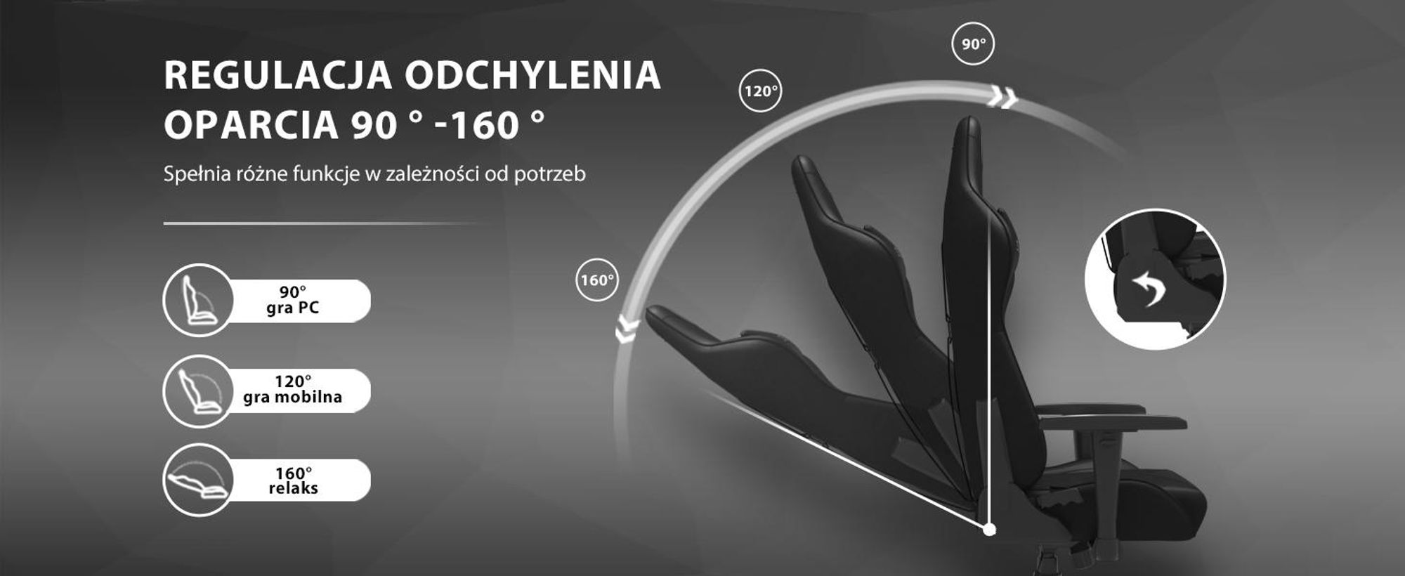 Krzesło gamingowe SENSE7 Spellcaster z ekologicznej skóry, czarne – ergonomiczne krzesło biurowe, krzesło do biurka komputerowego, krzesło dla graczy, nośność 150 kg, podłokietniki z regulacją 2D, odchylenie oparcia 160°, fotel szefa
