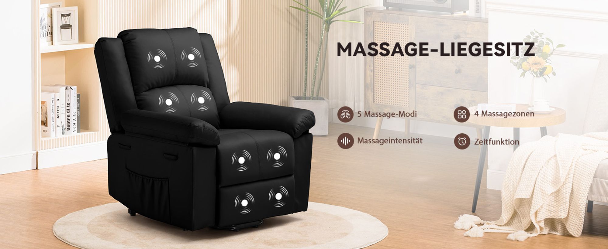 COMHOMA Massagesessel Elektrischer Relaxsessel XL 200kg belastbar, gemütlich und weich Ergonomischer Messagesessel Liegesessel für ältere Menschen