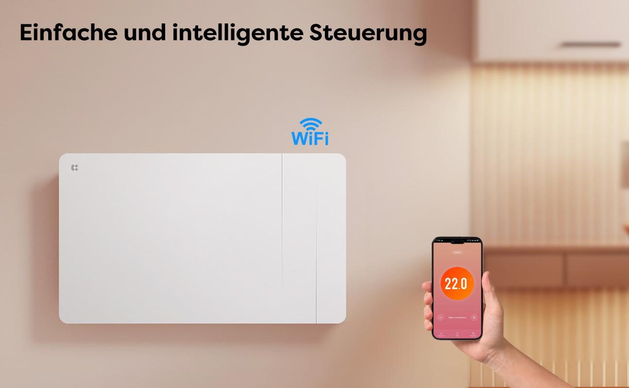 CIARRA Elektro-Heizkörper Heizgerät, Intelligenter Keramik-heizkörper mit WLAN steurung, Thermostat mit PID 10–20 m² 1500 W CBHTD15A-W