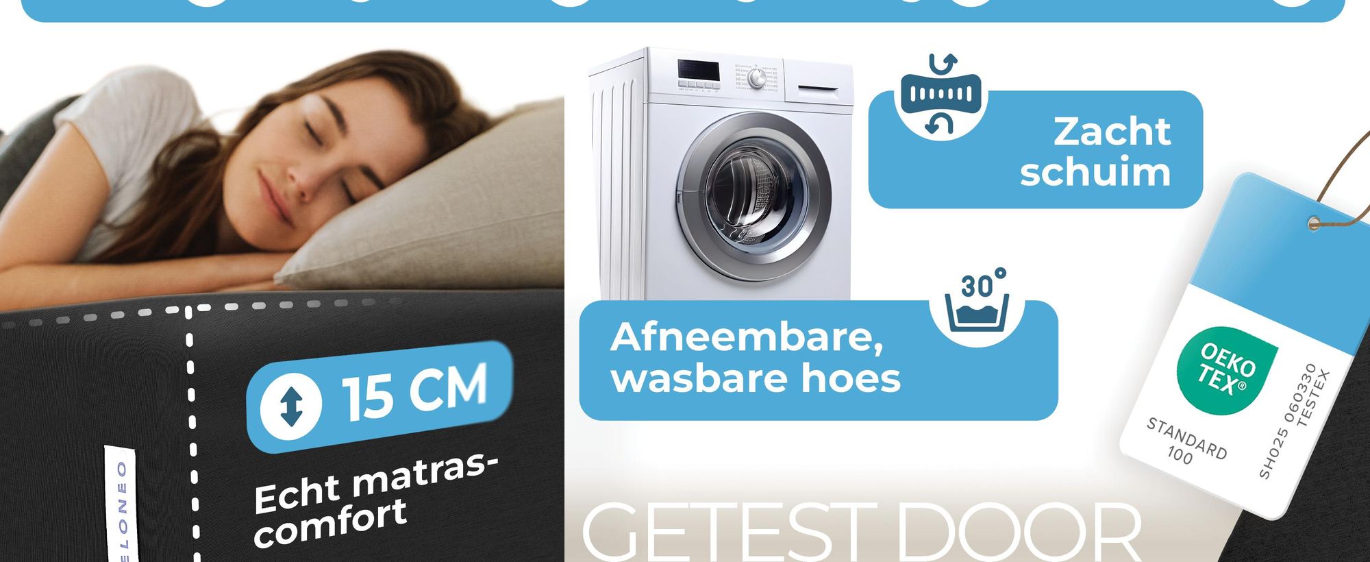 ELONEO Opklapbare matrassen, gastenmatrassen, 3-delige opvouwbare matrassen, extra dik schuim (15 cm), geschikt voor mensen met rugproblemen, opvouwbaar, (zwart)
