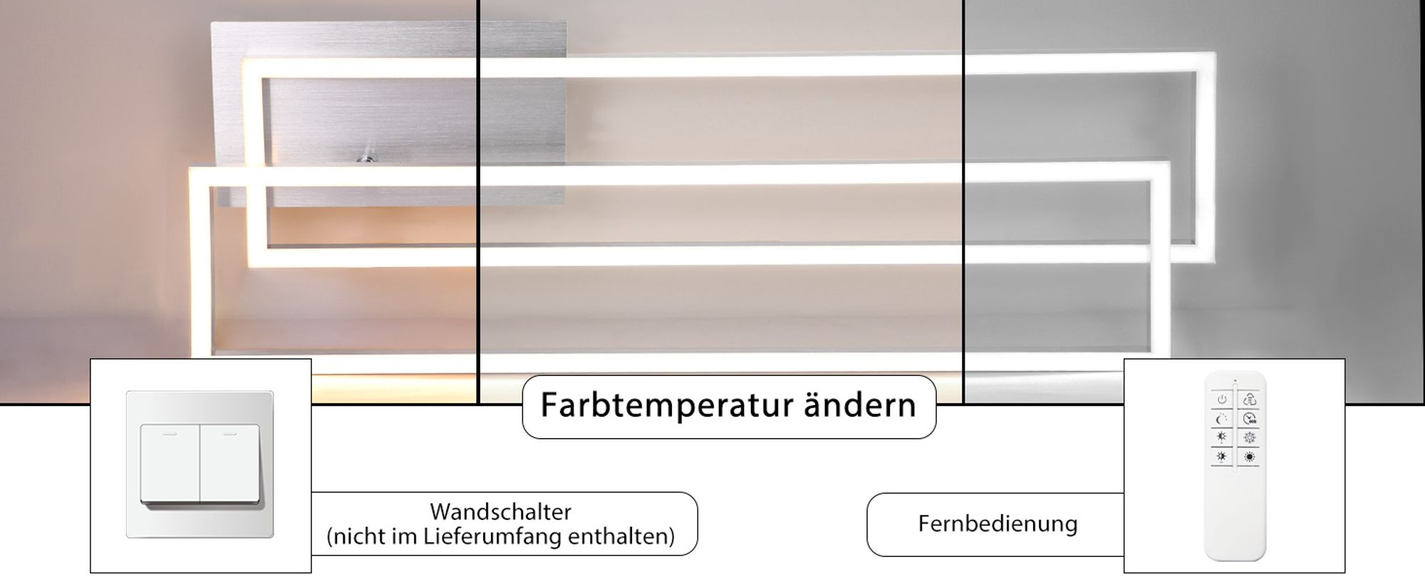 ZMH Deckenlampe LED Deckenleuchte Wohnzimmer Silber Wohnzimmerlampe mit Fernbedienung Modern Flurlampe 36W 102CM Schlafzimmerlampe für Schlafzimmer Hotelzimmer Küche Flur Büro