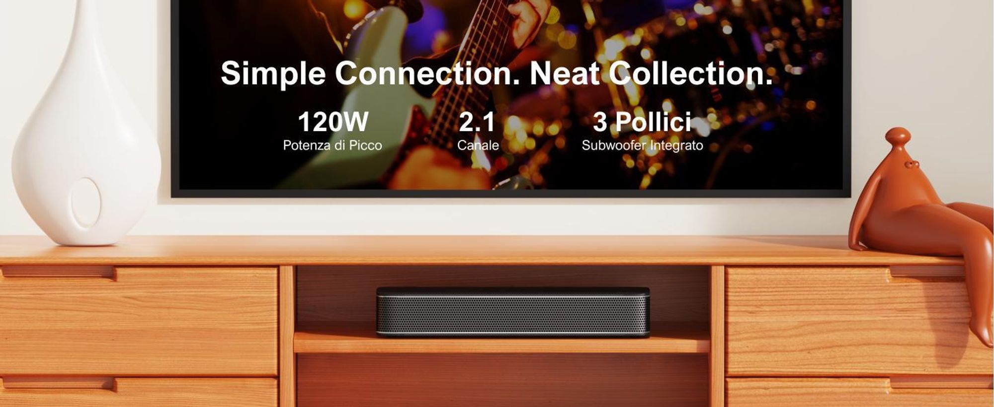ULTIMEA Soundbar a 2.1 canali per TV con bassi regolabili, controllo tramite app, soundbar all-in-one, altoparlante TV Bluetooth 5.4, Poseidon M20