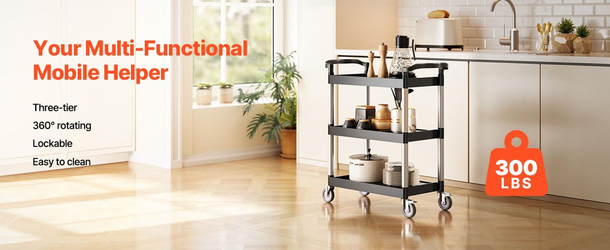 VEVOR Universalwagen, 136 kg Tragkraft, 3-stufiger Universalwagen aus Kunststoff