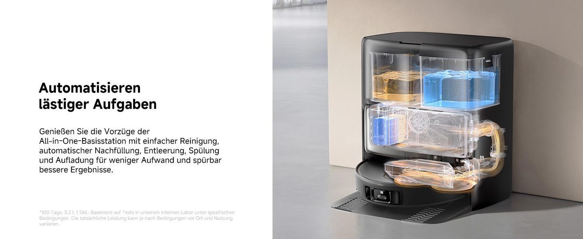 MOVA V50 Ultra Saug- & Wischroboter mit 24.000 Pa, Auto-Entleerung, Warmwasser-DuoSolution, FlexiRise-Navigation, Schwarz