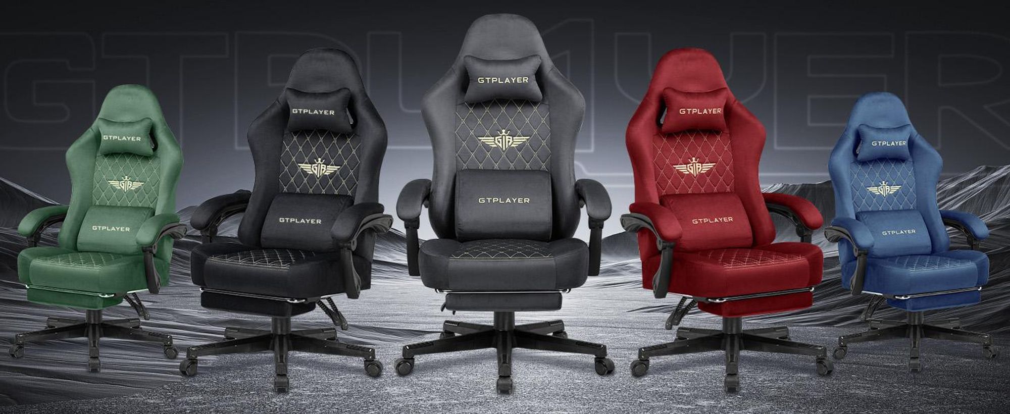 GTPLAYER Gaming Stuhl Stoff Gaming Chair Ergonomisch Bürostuh PC Stuhl,  Verstellbarer und Drehbarer Schreibtischstuh mit Fußstütze, Blau