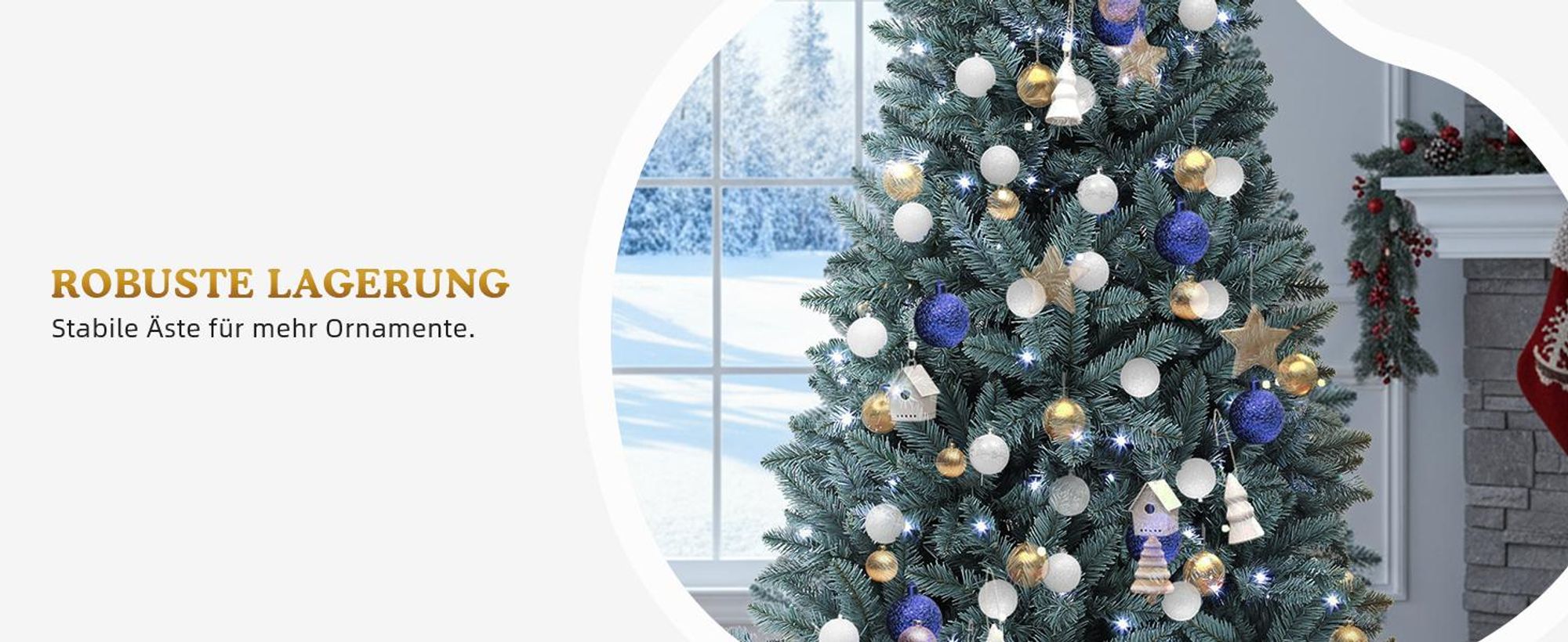 180cm Künstlicher Weihnachtsbaum mit 450 LED Weihnachtsbäume Tannenbaum Dekobaum mit Ständer, Blaufichte