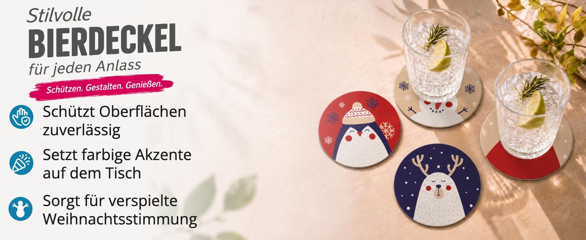 itenga 40x Bierdeckel Weihnachtsfiguren I Weihnachten I Untersetzer I 10,7cm
