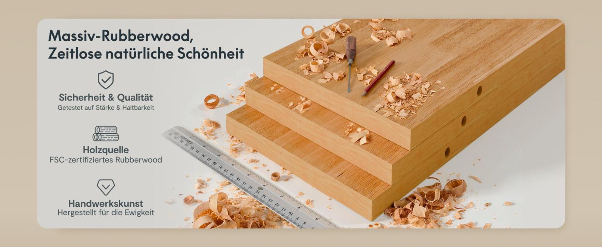 FLEXISPOT Massivholzbett 160x200cm aus Gummibaumholz, Doppelbett mit Kopfteil und Lattenrost, Japandi-Bett, bis 700KG, Rundzapfenkonstruktion, Hako G2
