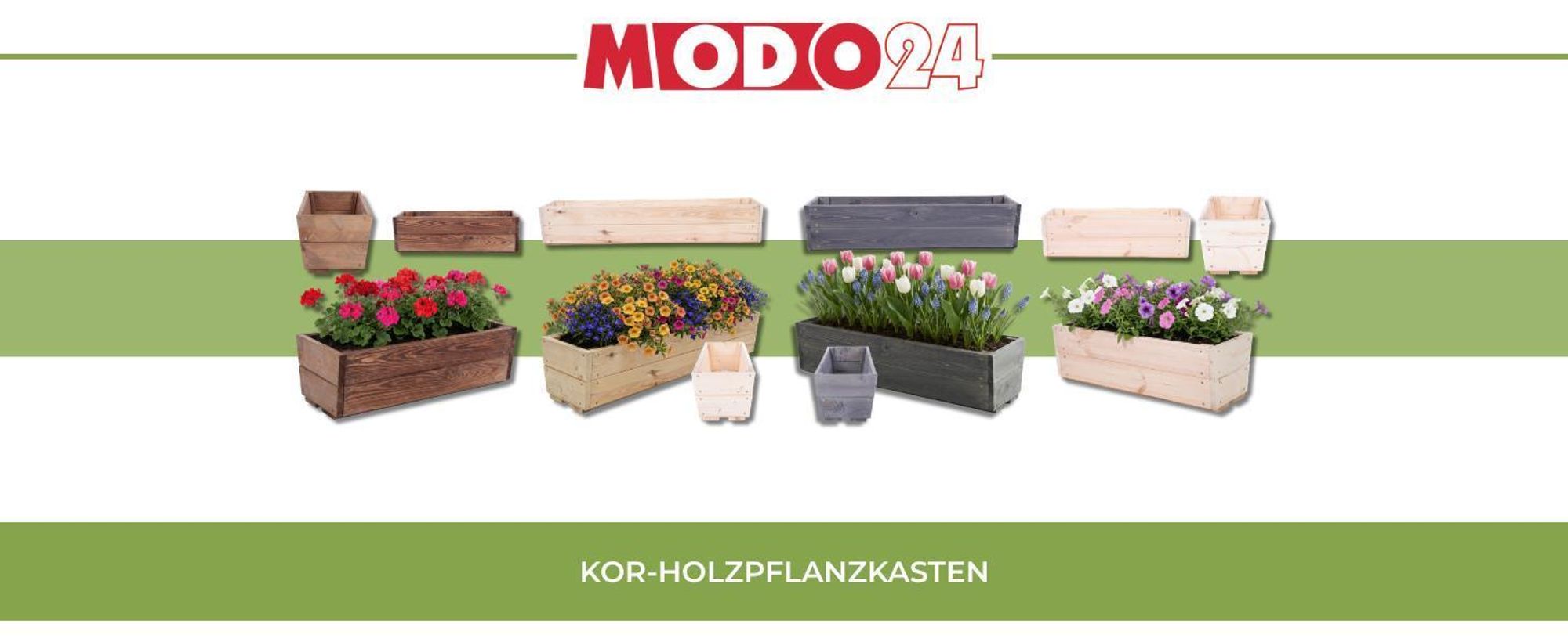 MODO24 Pflanzkasten, Blumenkasten, Balkonkasten, Pflanzkübel, Kräuter, Fensterbank, Wetterfest, Massivholz Kiefer, 19x103x25cm, Braun imprägniert, KOR