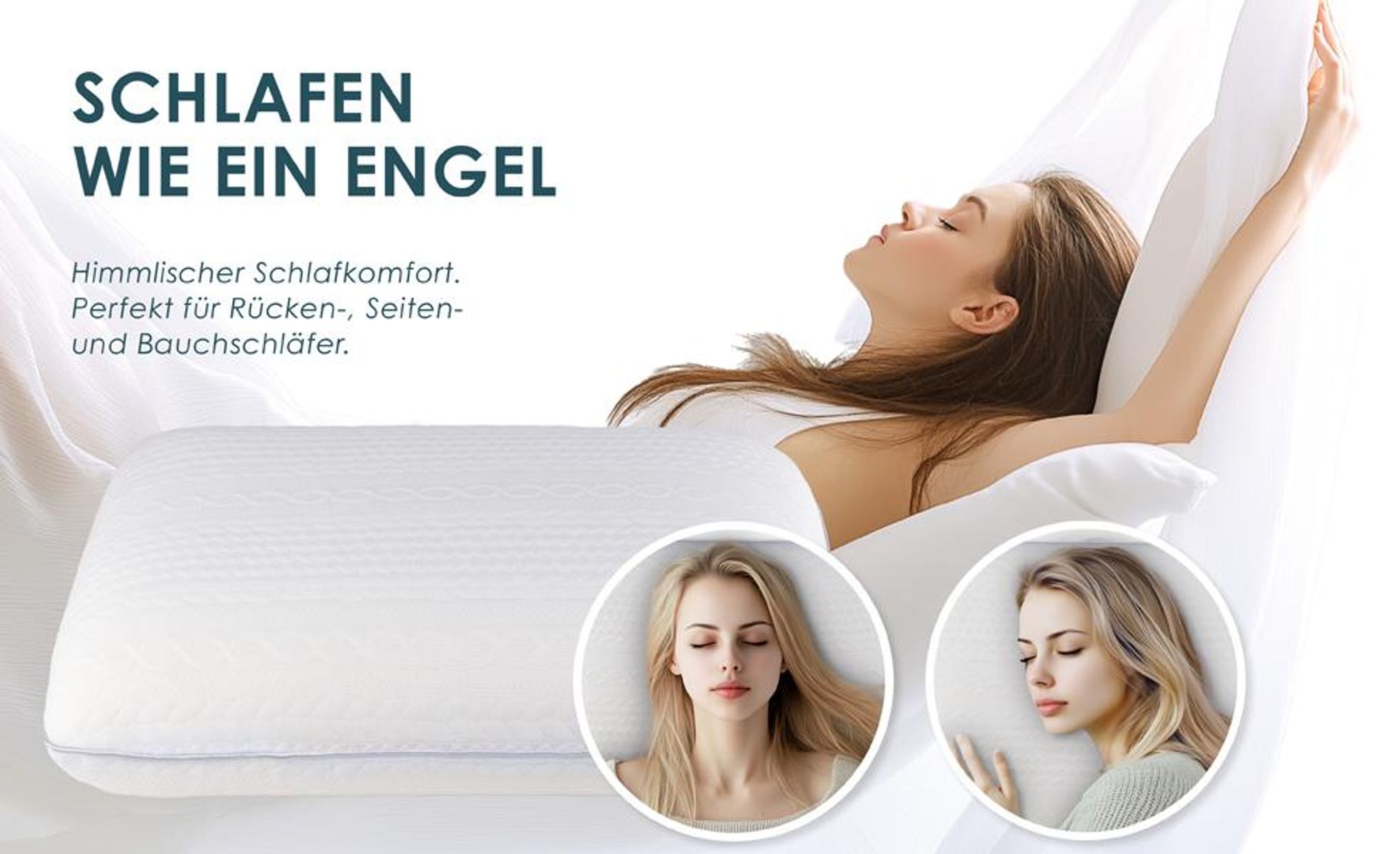 Orthopädisches Memory Foam Kopfkissen 14 cm, Ergonomisches Nackenstützkissen, für alle Schlaftypen Rücken-, Bauch- & Seitenschläferkissen