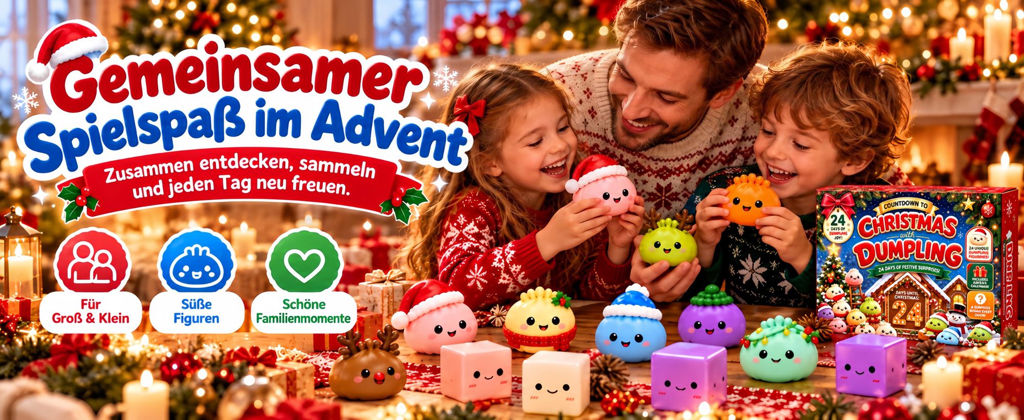Dumpling Squishy Adventskalender,Weihnachtskalender 24 Tage mit Langsam Aufsteigendes Quetschspielzeug,Fidget Spielzeug für Schule Büro Zuhause