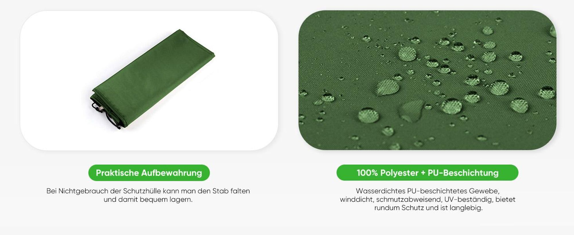 Sekey Schutzhülle Sonnenschirm, für Sonnenschirmhülle 2m durchmesser, Schirmhülle Marktschirm, aus 100% Polyester, Mintgrün