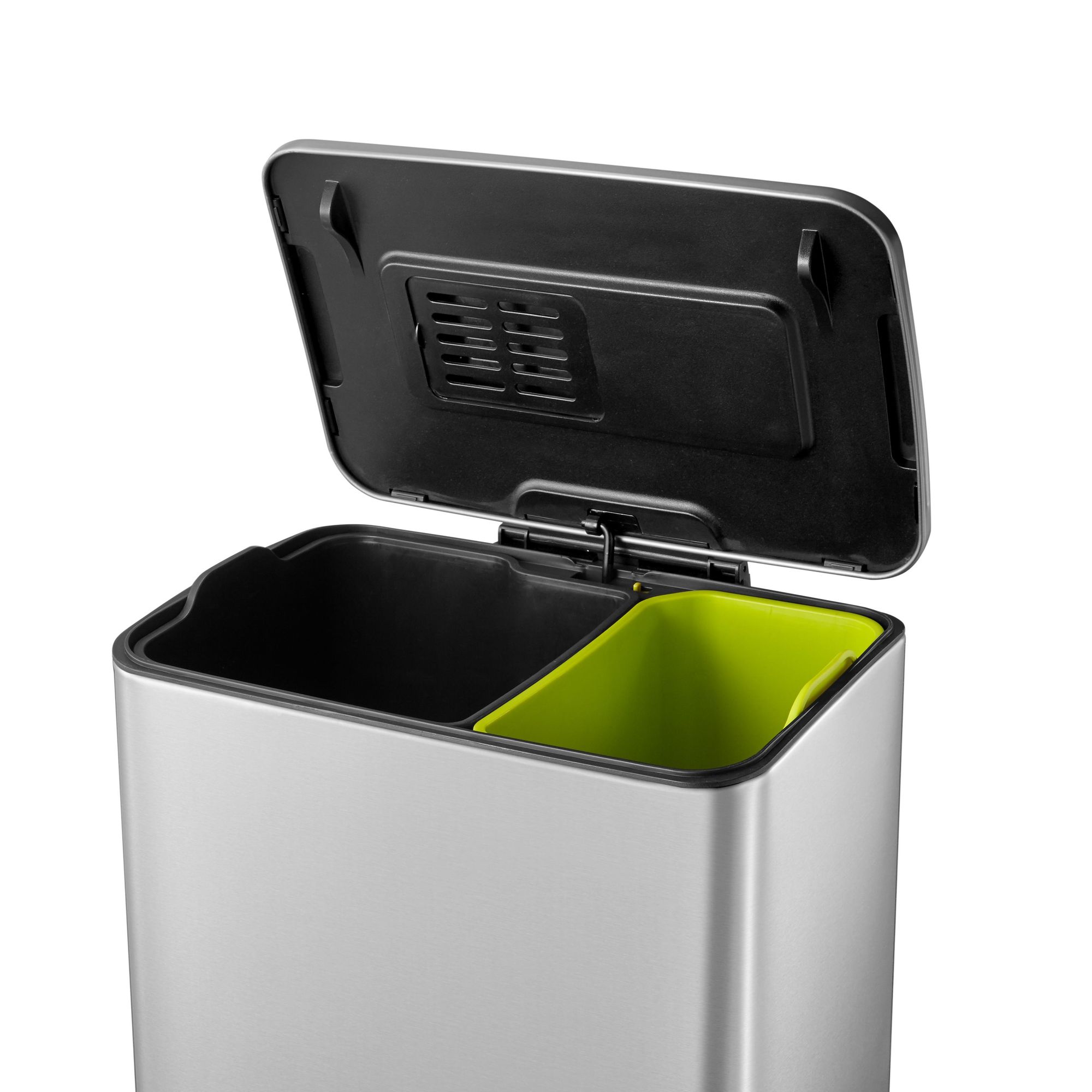 EKO - Neo-Cube recycling pedaalemmer 28+18 liter - Stainless Steel - Matt Edelstahl
