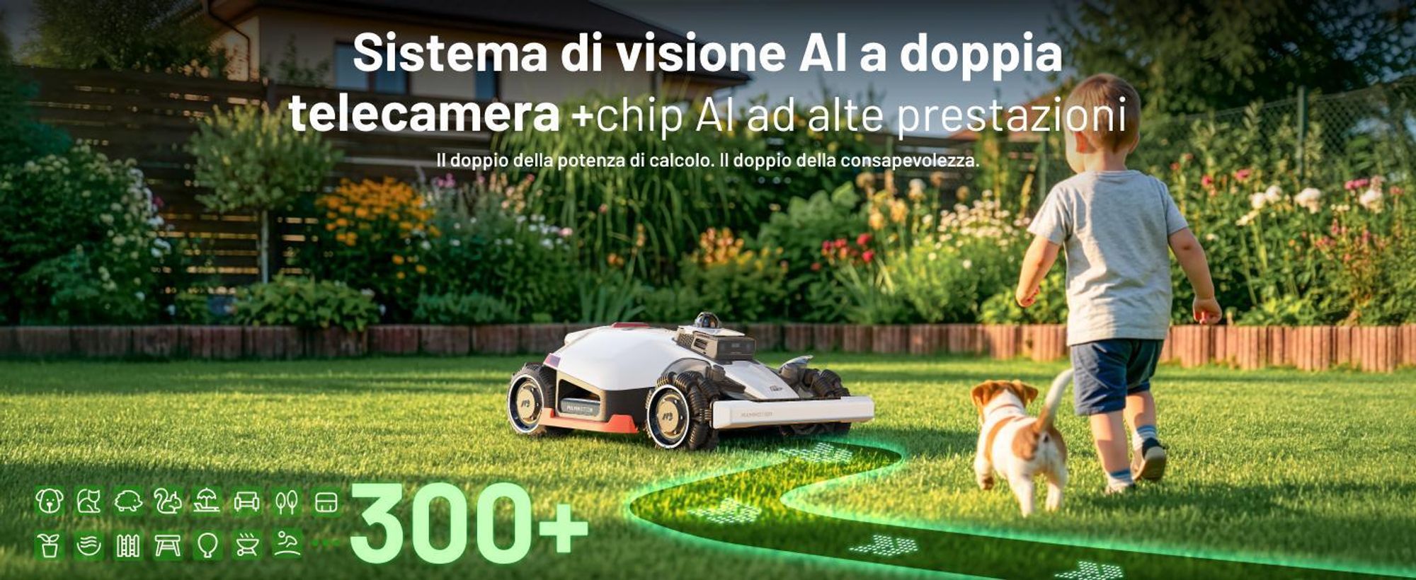 Robot tosaerba Mammotion LUBA 3 AWD 3000 con garage, senza cavo perimetrale, fino a 3000m², trazione integrale, mappatura auto,pendenza 80%, 4G, APP