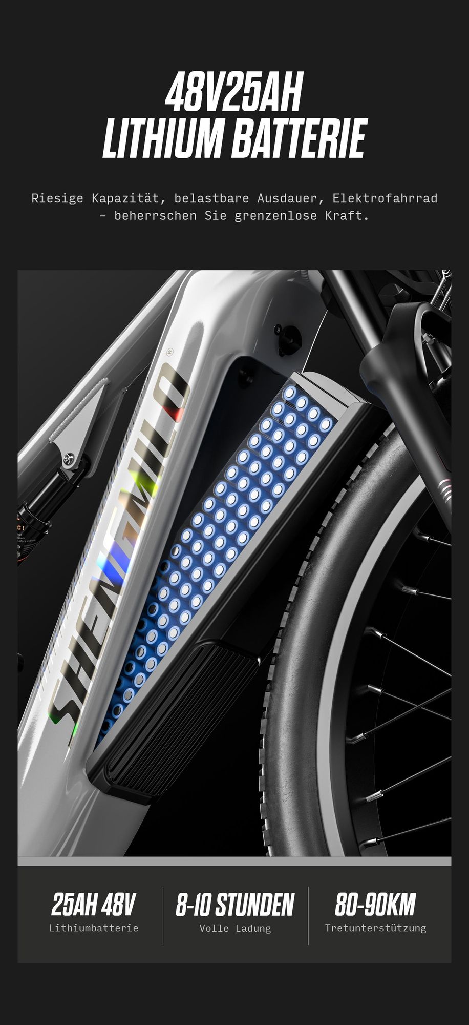SHENGMILO S600 PRO, elektrische fatbike met dubbele motor, 2000W, 48V 25Ah, 160 N·m, maximaal draagvermogen 150 kg