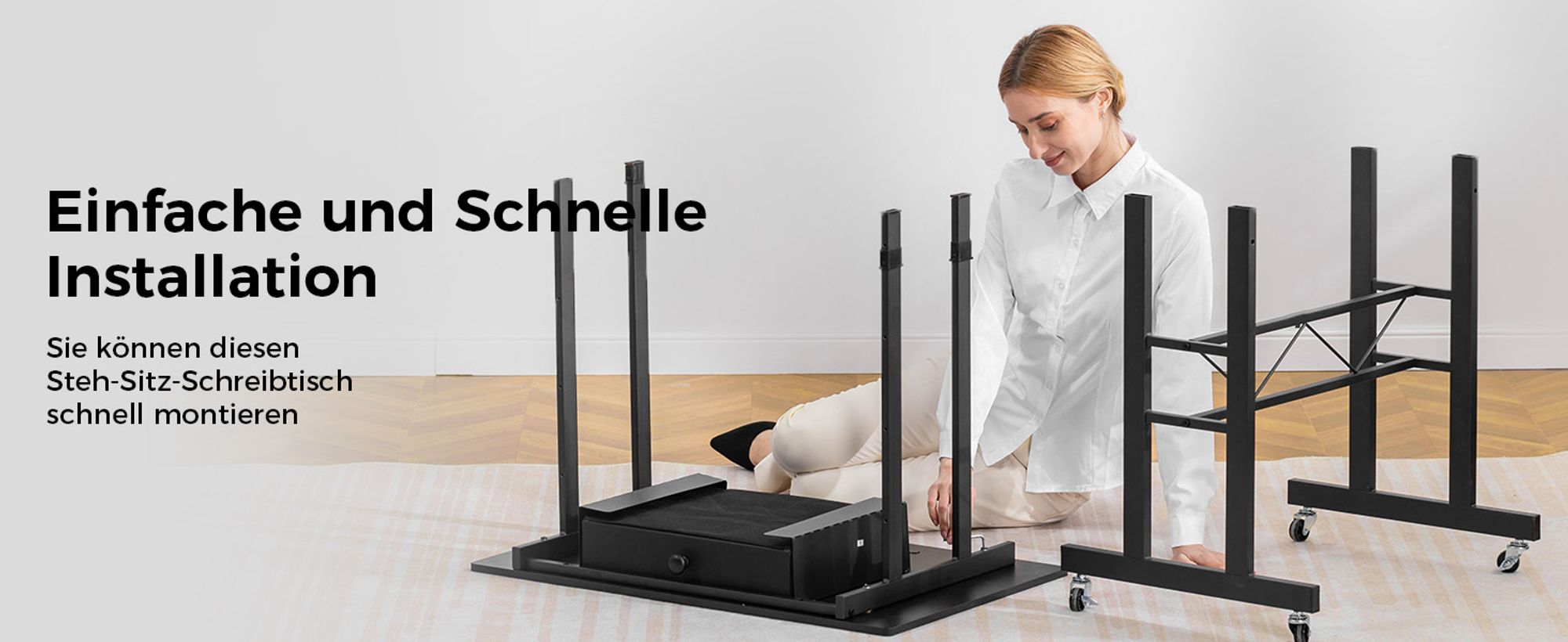 GTPLAYER Höhenverstellbarer Schreibtisch, Computertisch Laptoptisch mit Schubladen,Tisch höhenverstellbar 80 * 50*(73-115) cm Standing Desk mit Rollen