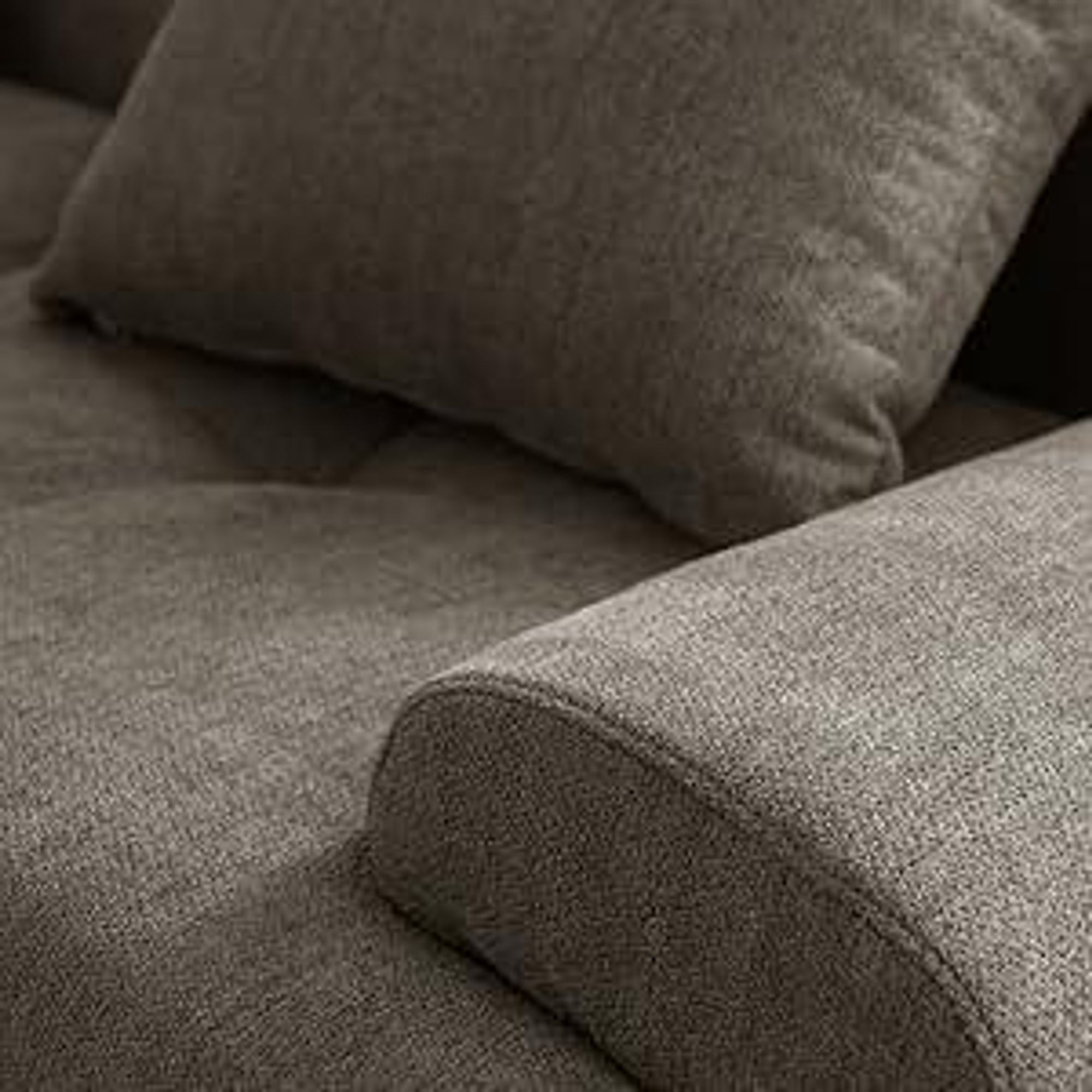 Canapé d'angle modulaire MILYSOFA SOFAMOUS, 4 places, avec méridienne, revêtement en tissu velours beige sable