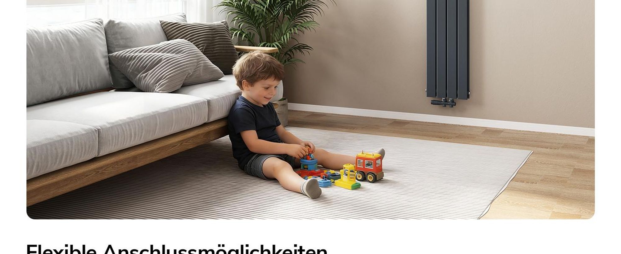 EMKE Heizkörper Flach 90 x 30,4 cm Doppellagig 559 W Anthrazit Design Paneelheizkörper