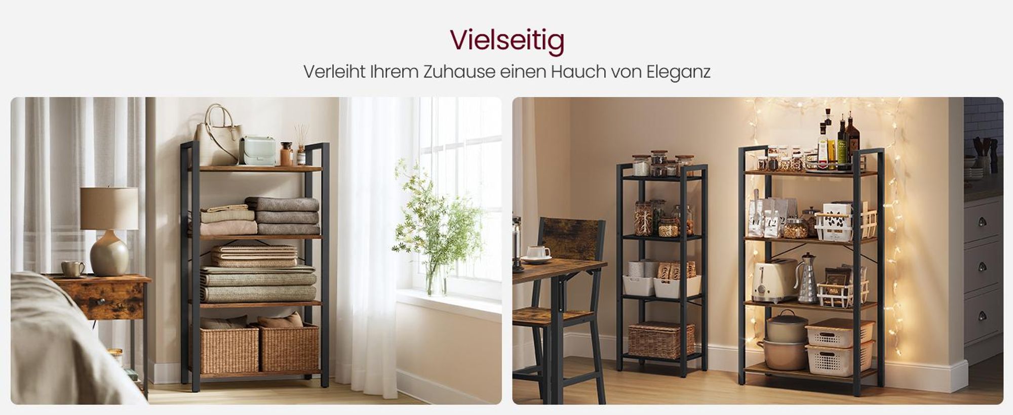 VASAGLE Bücherregal Standregal, Aufbewahrungsregal, mit 4/5/6 Ebenen