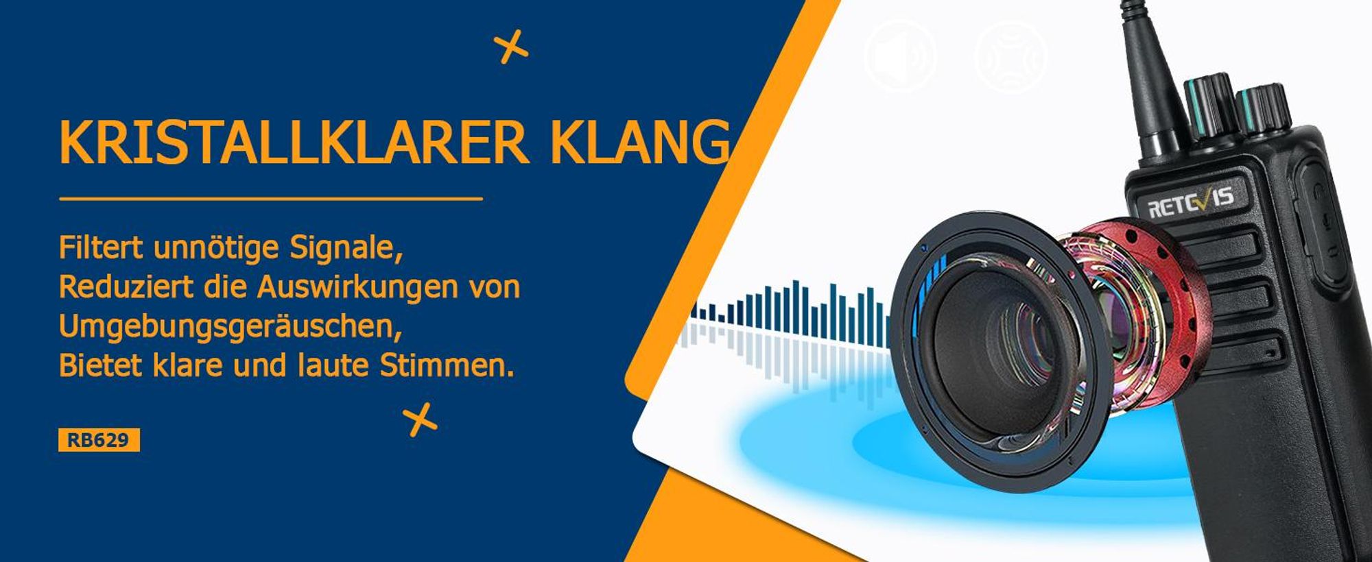 Retevis RB629 Funkgeräte, PMR446 Walkie Talkies mit Drahtloser Klonfunktion, VOX, Notfallalarm, mit Großer Reichweite Funkgerät Set mit Lautsprechermikrofon für Schule Baustelle Sicherheit (4 Stück, Schwarz)