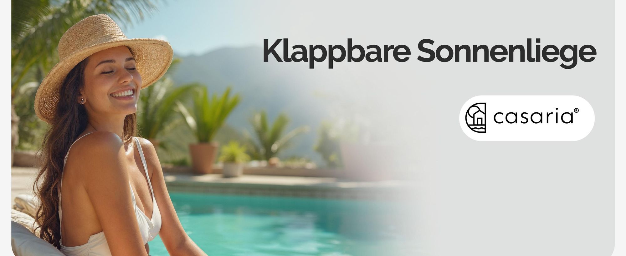 CASARIA Sonnenliege klappbar mit Sonnendach wetterfest Beige