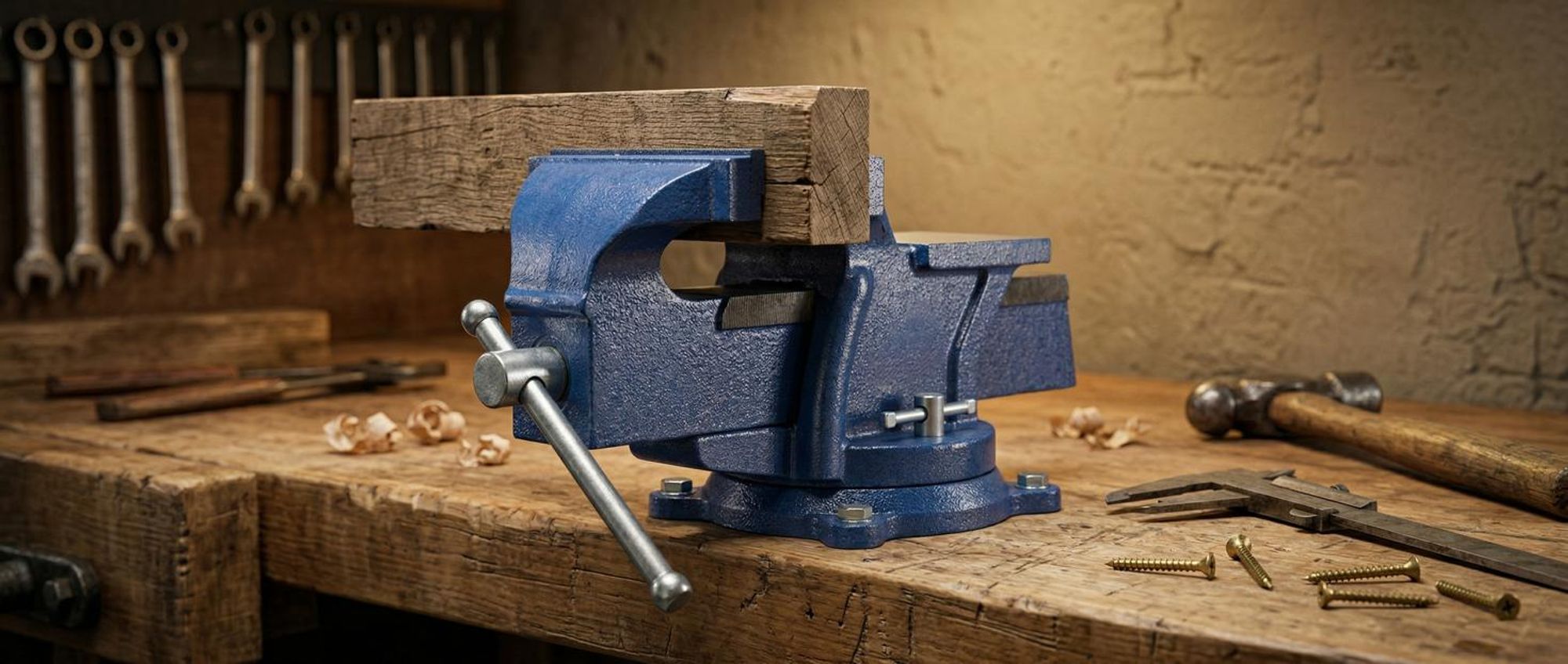 tectake® Schraubstock aus Gusseisen 3 Anschraublöcher