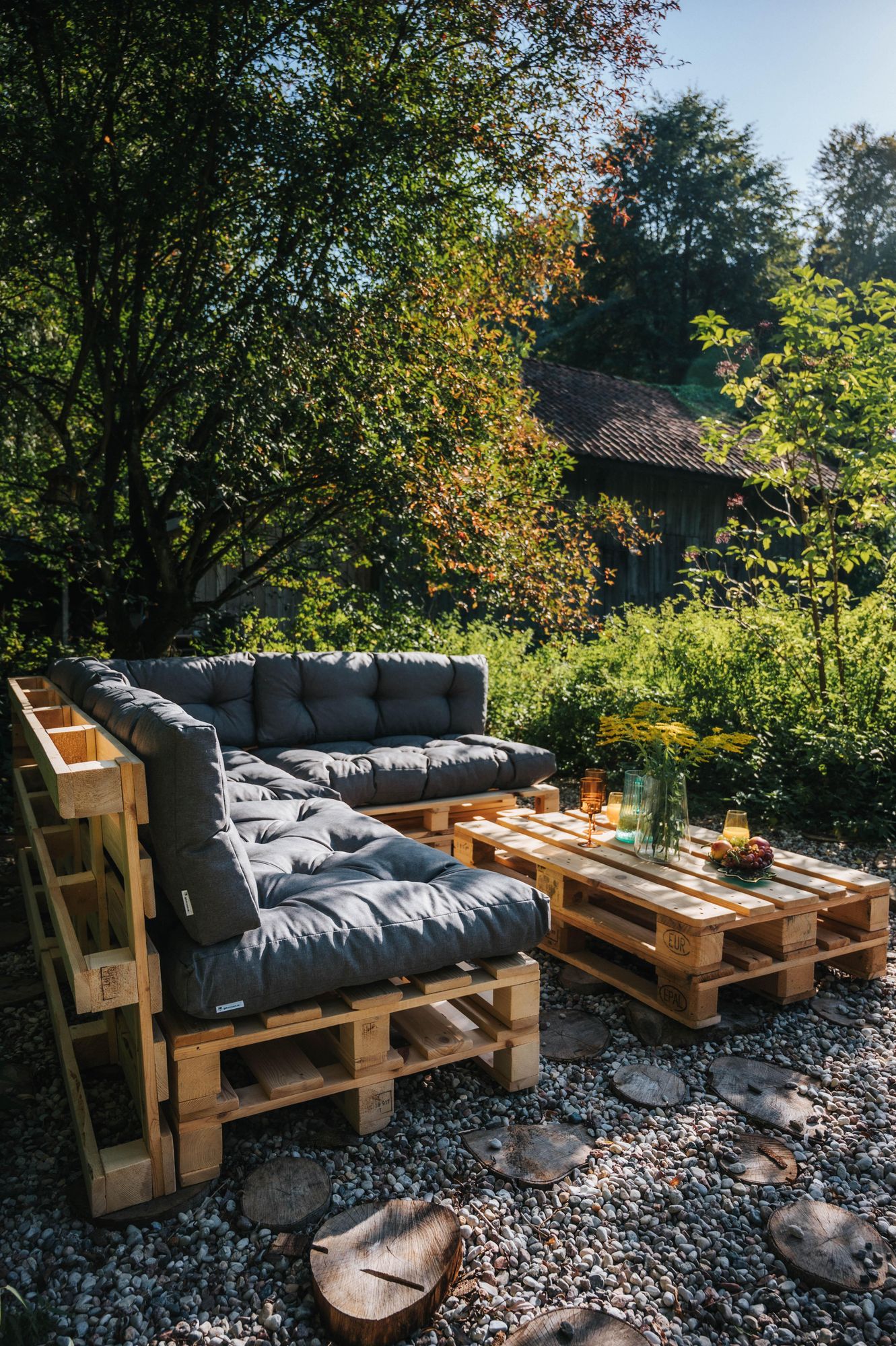 Palettenkissen, Gartensofakissen, Sitzkissen, N_PPI (Set Sitzkissen 120x80 + Rückenlehne 120x40, Hellgrau)