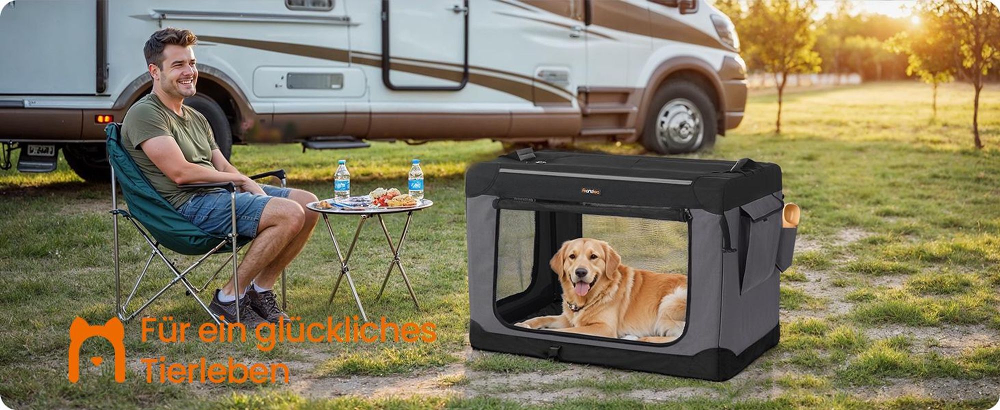 Feandrea Hundebox faltbar, 91,4 cm Transportbox für große Hunde, Hundetasche, mit 4 Türen aus Netzstoff, Griffen, Taschen für Futter, schwarz