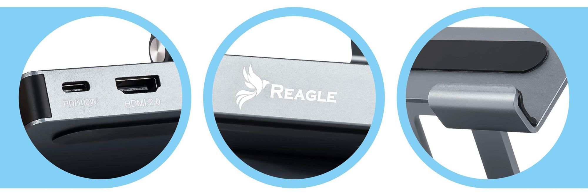 Reagle Tablet Ständer mit Docking Station Hub HDMI PD USB C Höhenverstellbarer Aluminium